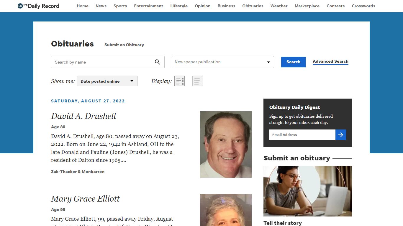 Obituaries in Wooster, OH | The Daily Record